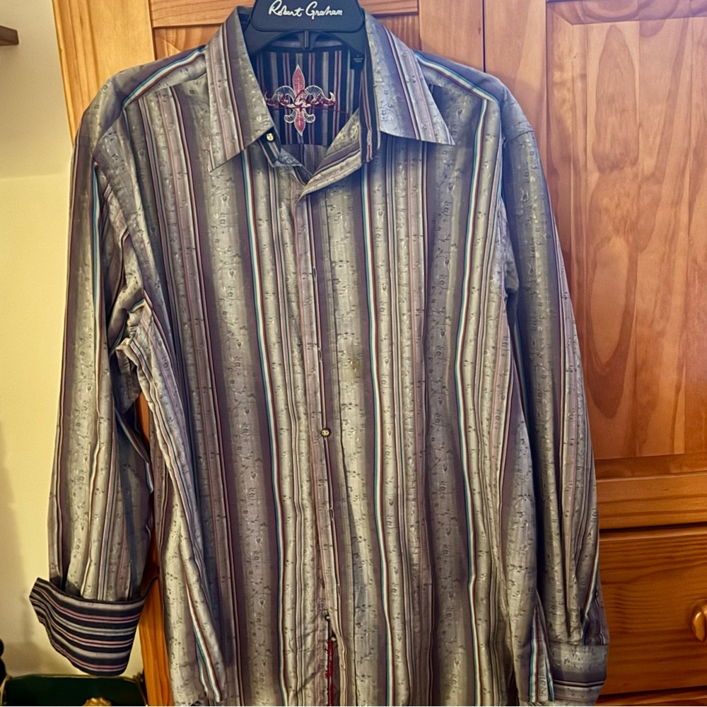 Robert Graham Men's Striped Shirt - Gray